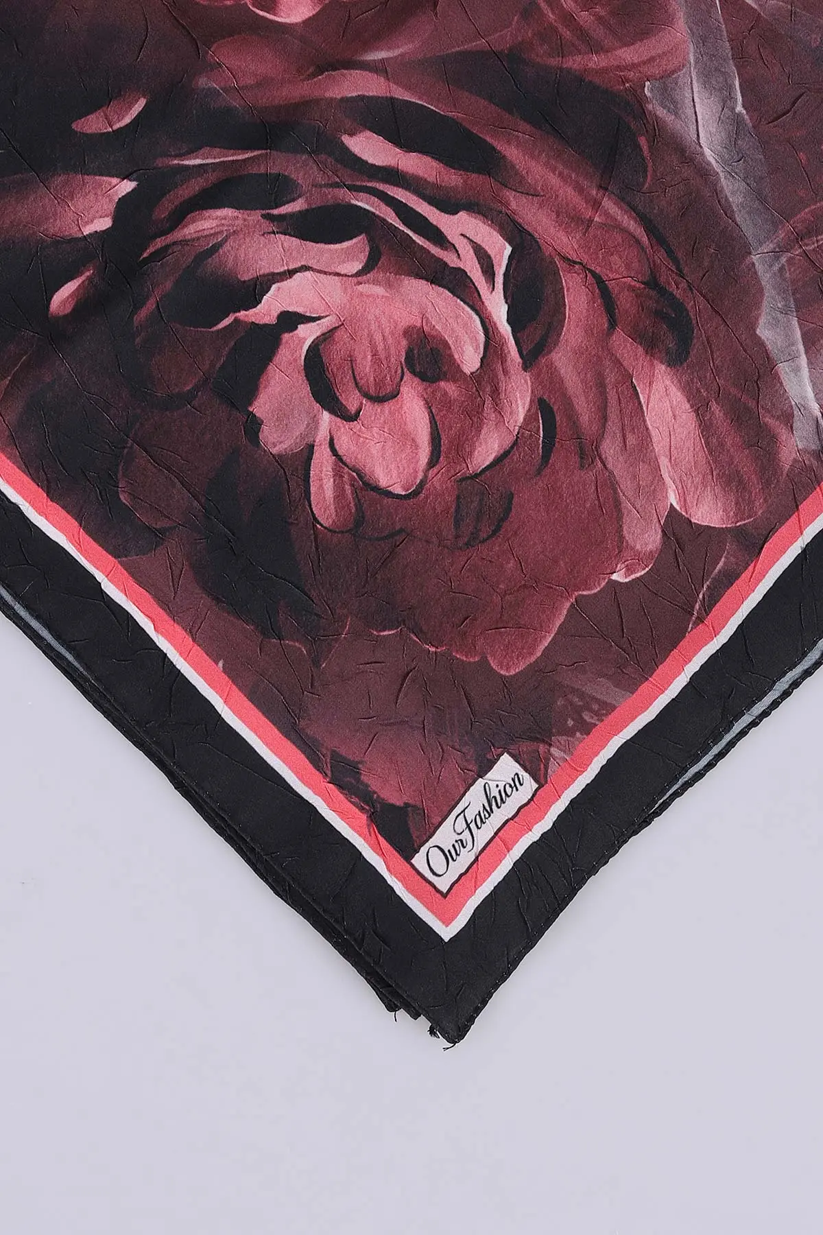 Bordo 180x75 Cm Our Fashion Dijital Baskılı Desenli Bambu Kraş Şal 468554