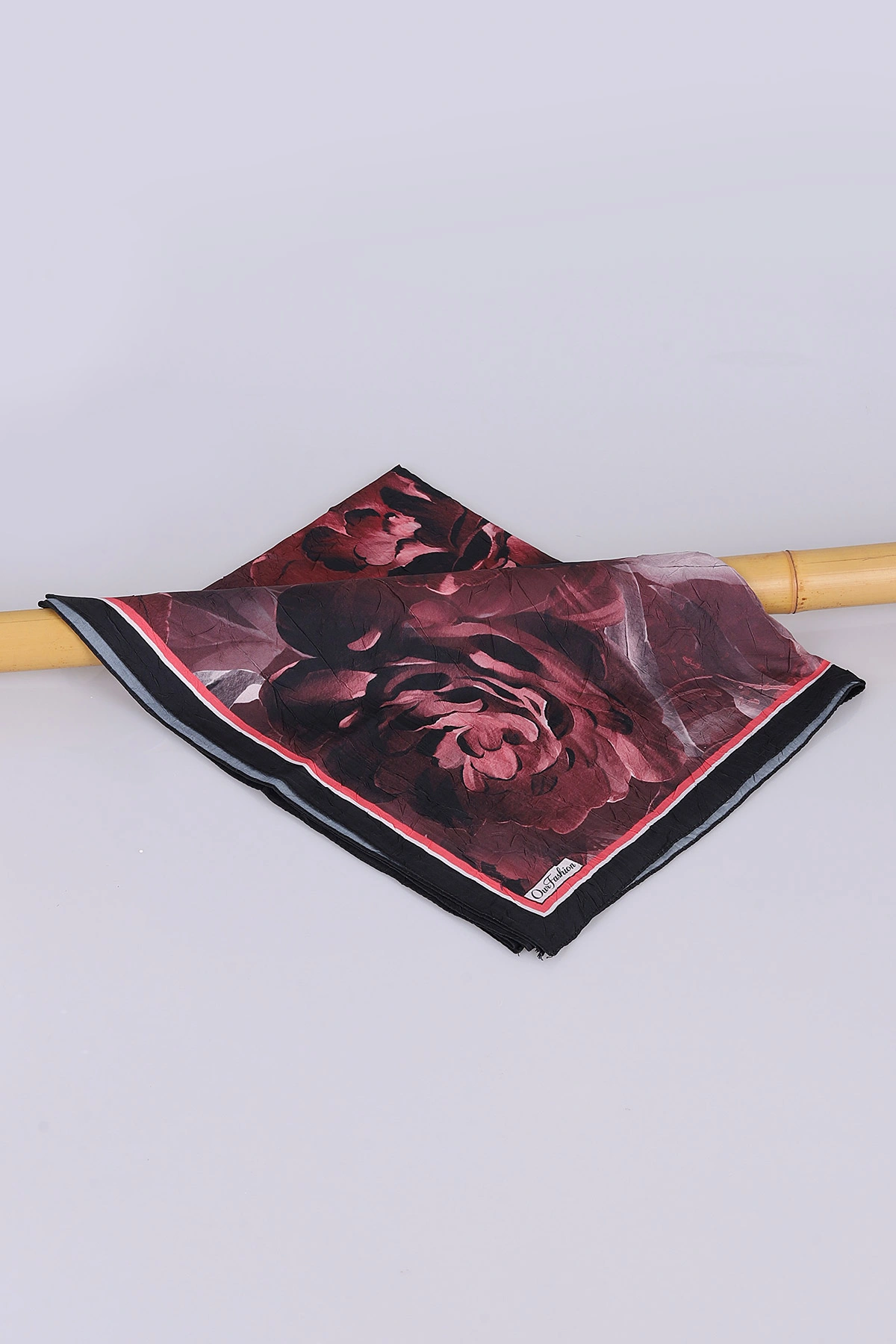 Bordo 180x75 Cm Our Fashion Dijital Baskılı Desenli Bambu Kraş Şal 468554