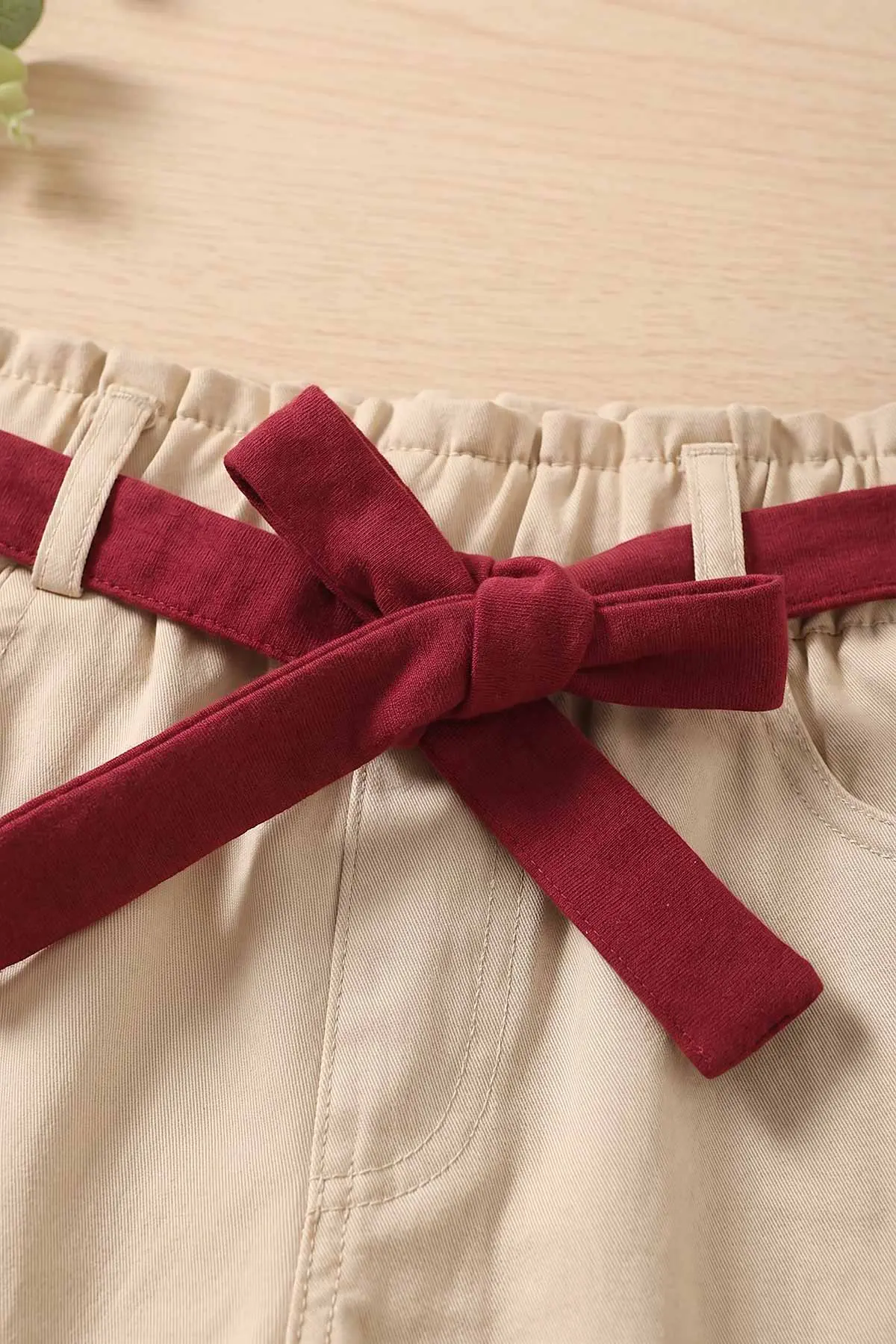 Bordo (2-5 Yaş) Flowers Baskılı Süprem Tişörtlü Gabardin Şortlu Kız Çocuk Yazlık Takım 445567