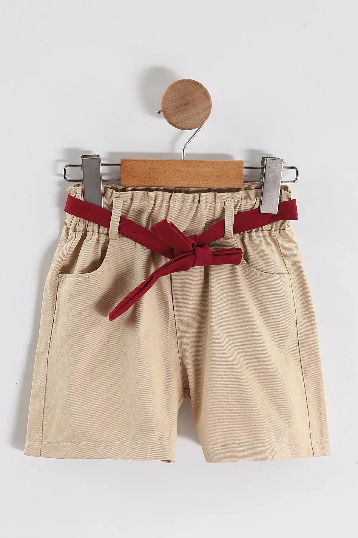 Bordo (2-5 Yaş) Flowers Baskılı Süprem Tişörtlü Gabardin Şortlu Kız Çocuk Yazlık Takım 445567