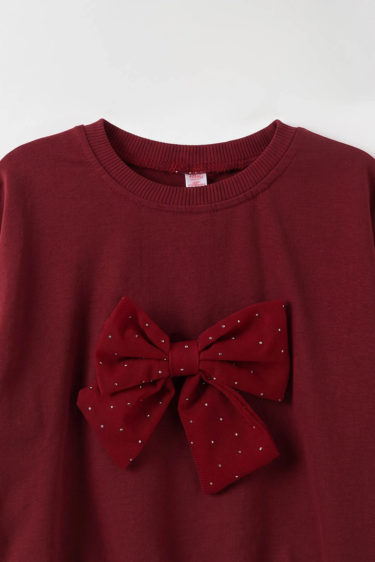 Bordo (2-5 Yaş) Taşlı Fiyonklu Kız Çocuk Takım 475945