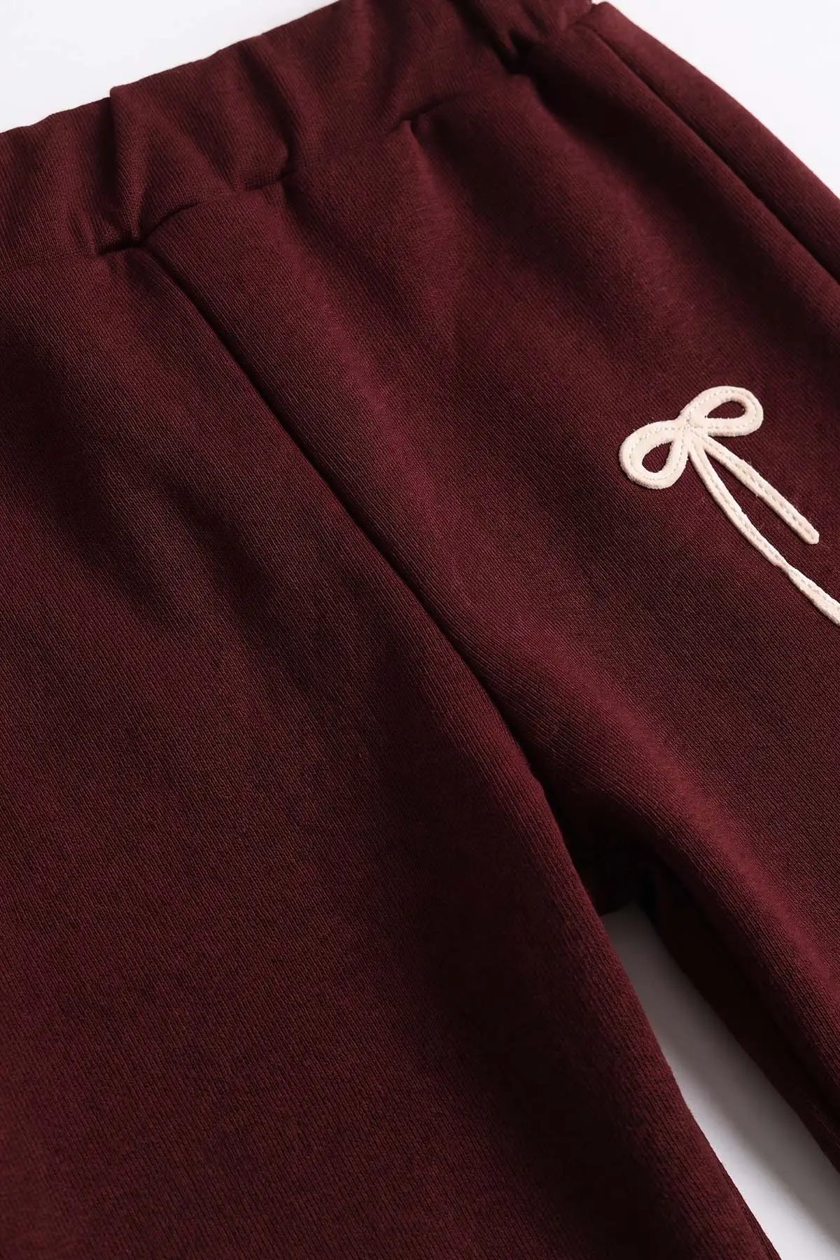 Bordo (2-5 Yaş)Fiyonk Nakışlı İki İp Kız Çocuk Takım 476261