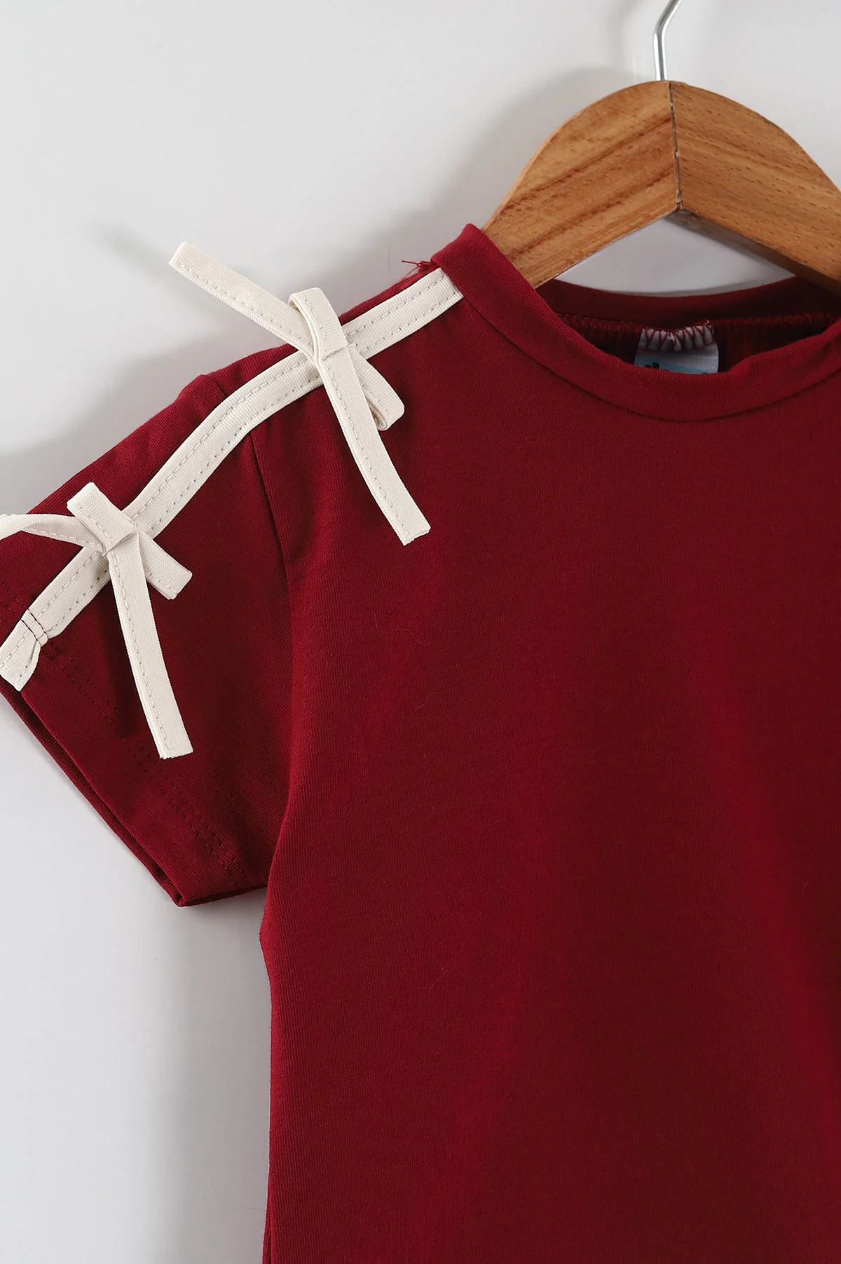 Bordo (2-6 Yaş) Fiyonk Detaylı Taytlı Kız Çocuk Yazlık Takım 449459