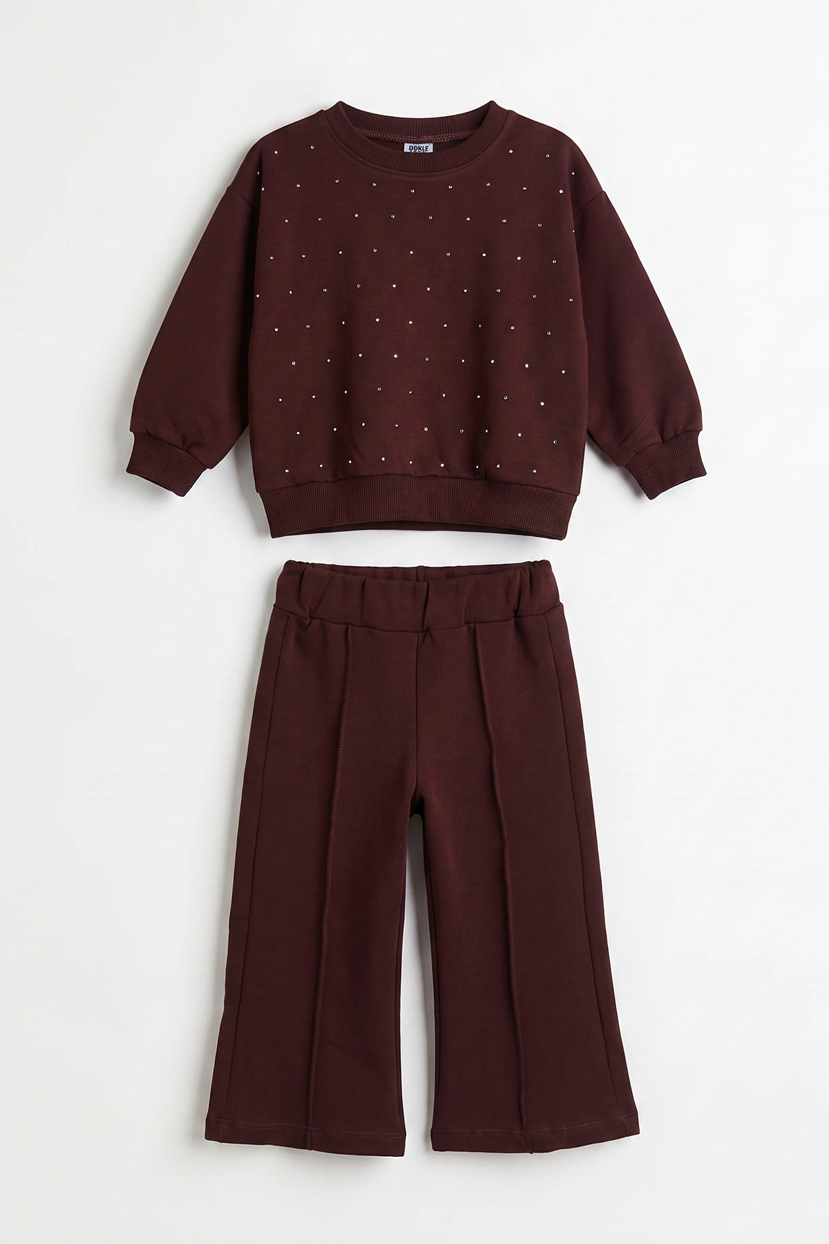 Bordo (2-6 Yaş) Taş Baskılı İspanyol Paça 2 İp Kız Çocuk Takım 475745