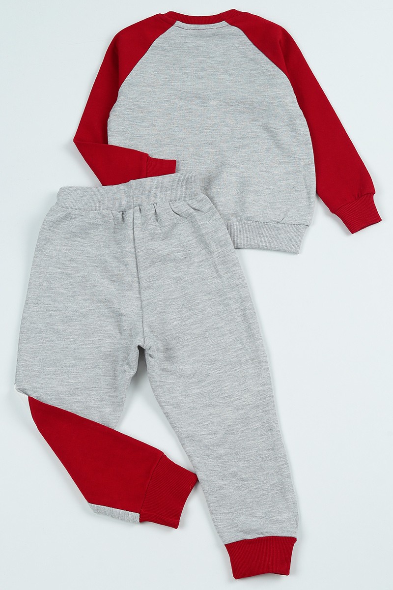 Bordo (2-8 Yaş) Mickey Mouse Baskılı Erkek Çocuk Takım 96611