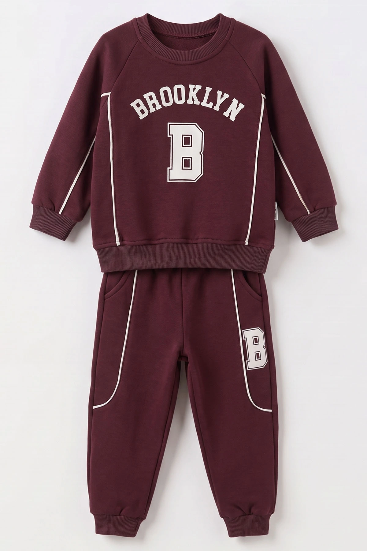 Bordo (3-12 Yaş) Brooklyn Baskılı 3 ip Şardonlu Erkek Çocuk Kışlık Takım 494714