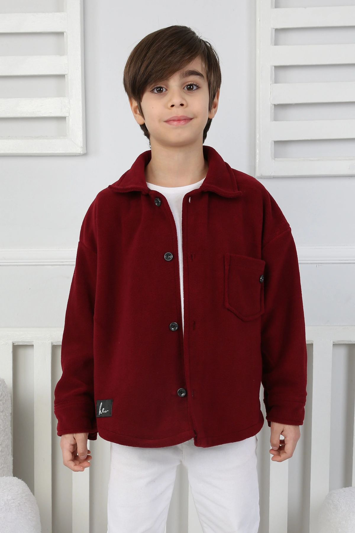 Bordo (3-12 Yaş) Cep Detaylı Erkek Çocuk Polar Gömlek 331176