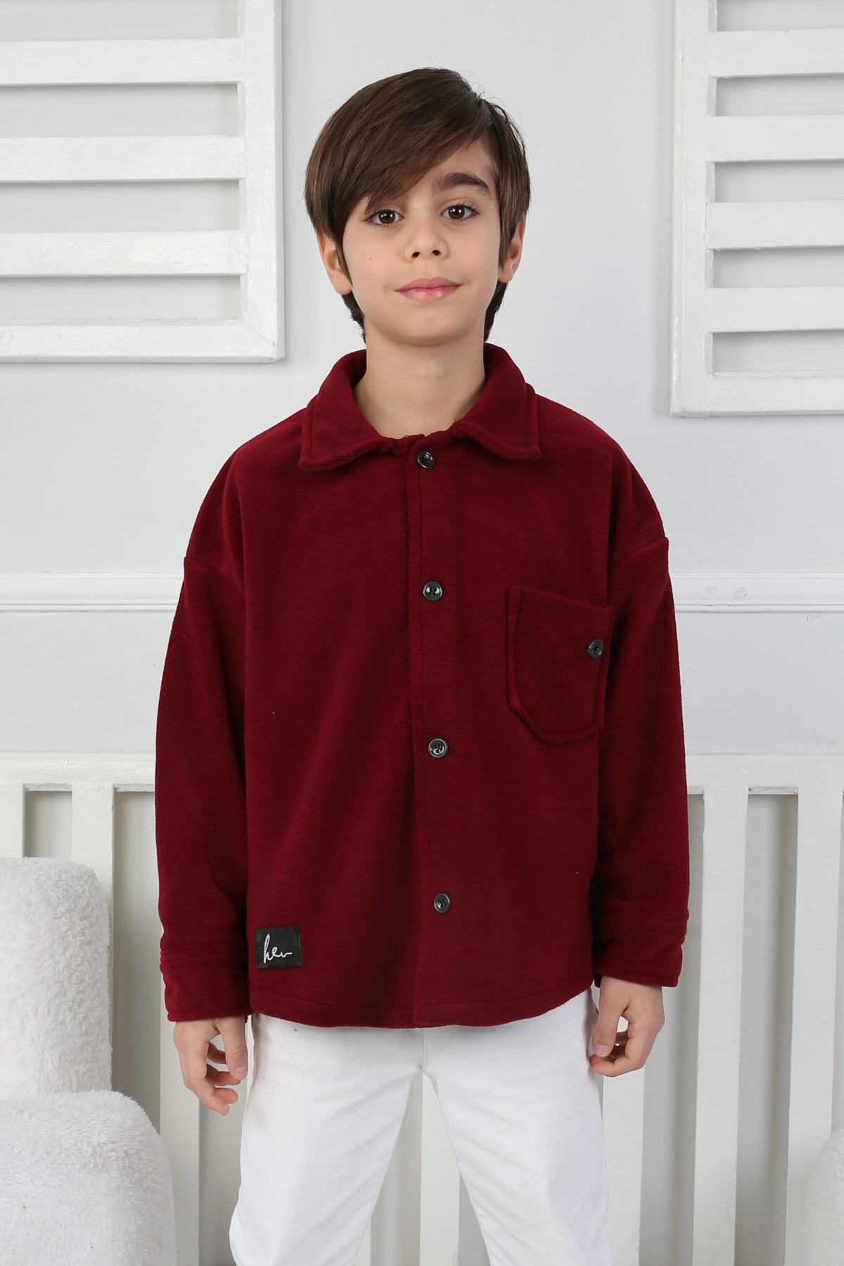 Bordo (3-12 Yaş) Cep Detaylı Erkek Çocuk Polar Gömlek 331176