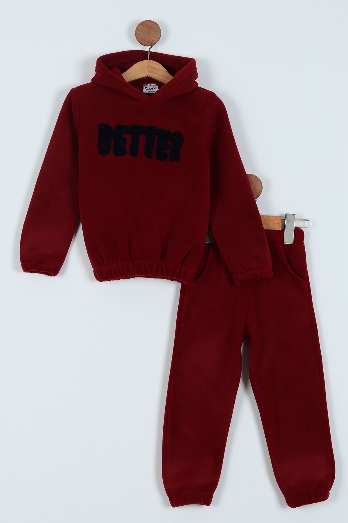 Bordo (3-6 Yaş) Nakışlı Bel Lastikli Polar Erkek Çocuk Takım 224198