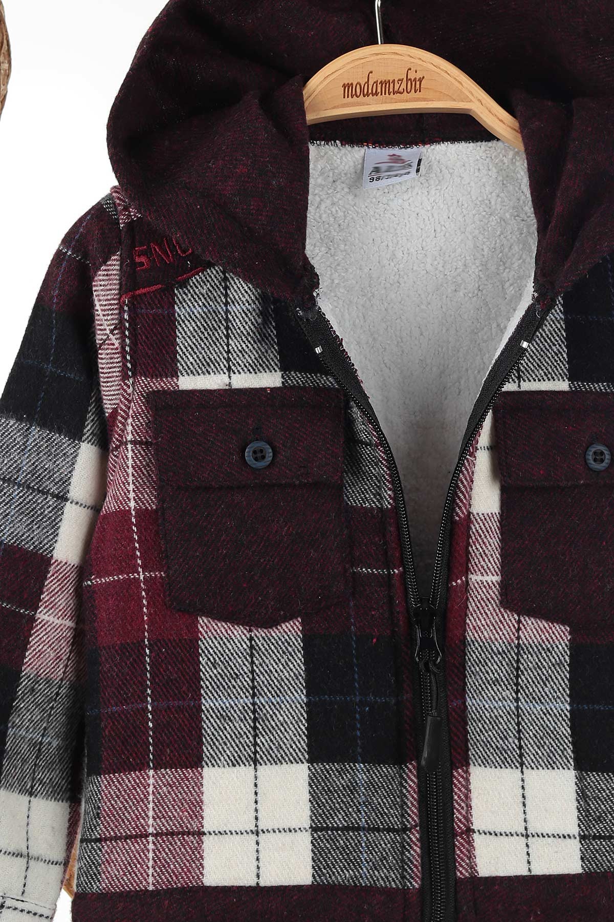Bordo (3-7/8-12 Yaş) Guard Nakışlı Kapüşonlu Fermuarlı Erkek Çocuk Hırka 143430