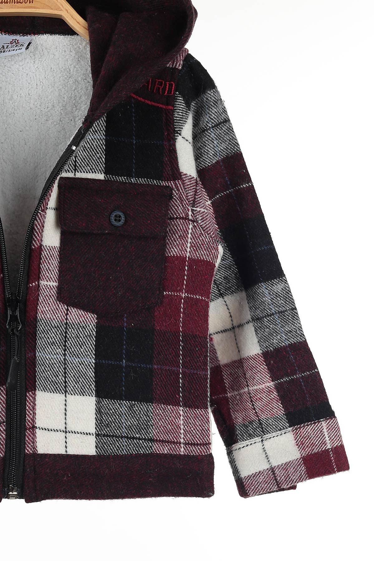 Bordo (3-7/8-12 Yaş) Guard Nakışlı Kapüşonlu Fermuarlı Erkek Çocuk Hırka 143430