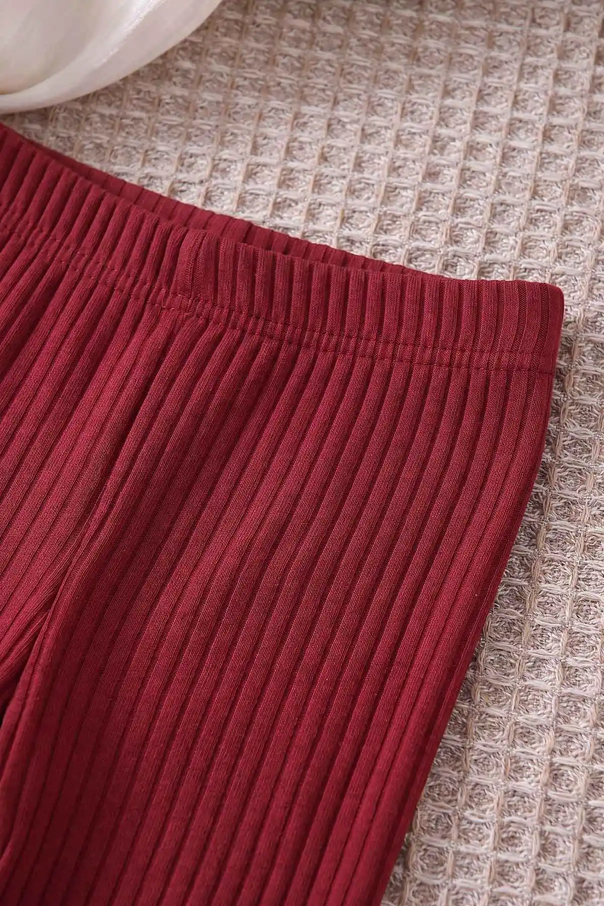 Bordo (4-10 Yaş)Çiçek Nakışlı Brode Cep Detaylı Taytlı Kız Çocuk Takım 469870