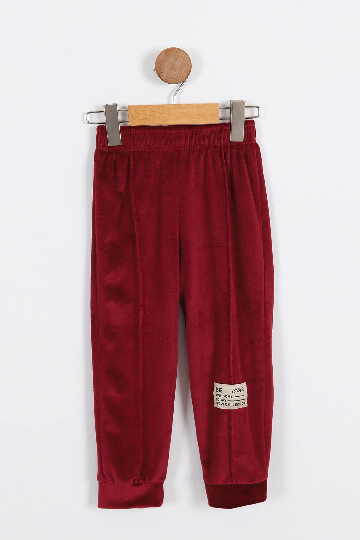 Bordo (4-11 Yaş)Kelebek Nakışlı Kadife Kız Çocuk Takım 308795