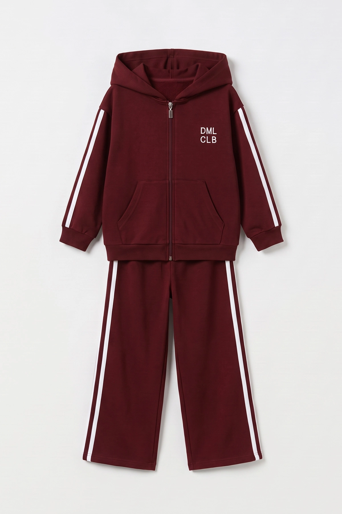 Bordo (4-12 Yaş) Baskılı  Kapüşonlu Oysho Kumaş Kız Çocuk 2'li Takım 496903