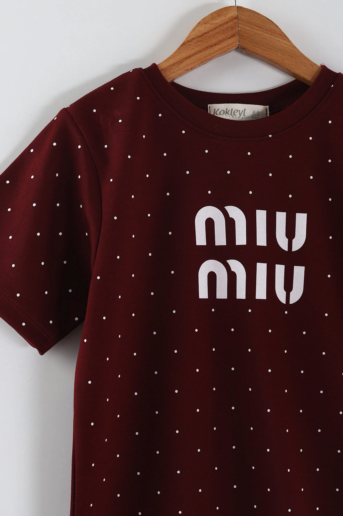 Bordo (4-12 Yaş)Mıu Baskılı Puantiyeli Kız Çocuk Takım 455265