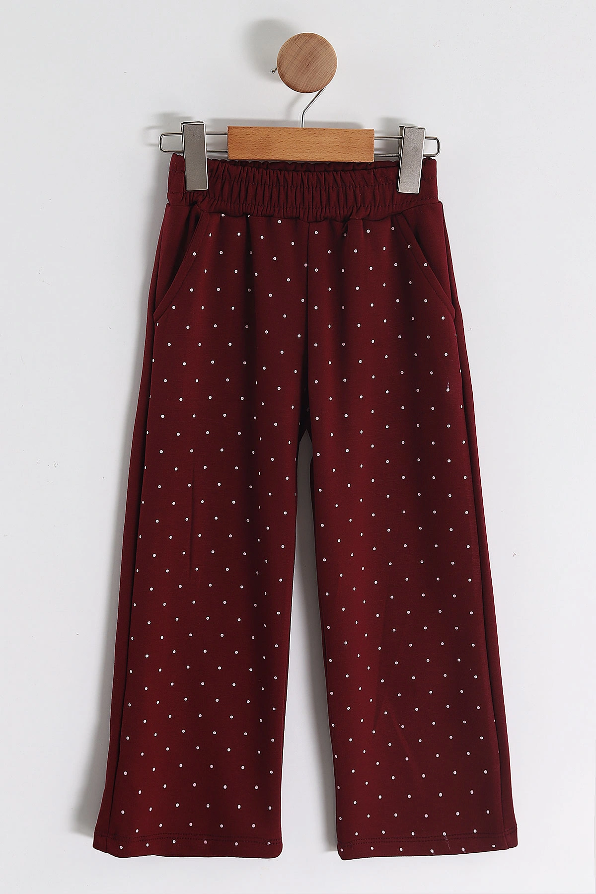 Bordo (4-13 Yaş) Puantiye Desen Fiyonklu Pantolonlu Oysho Kız Çocuk Takım 459660