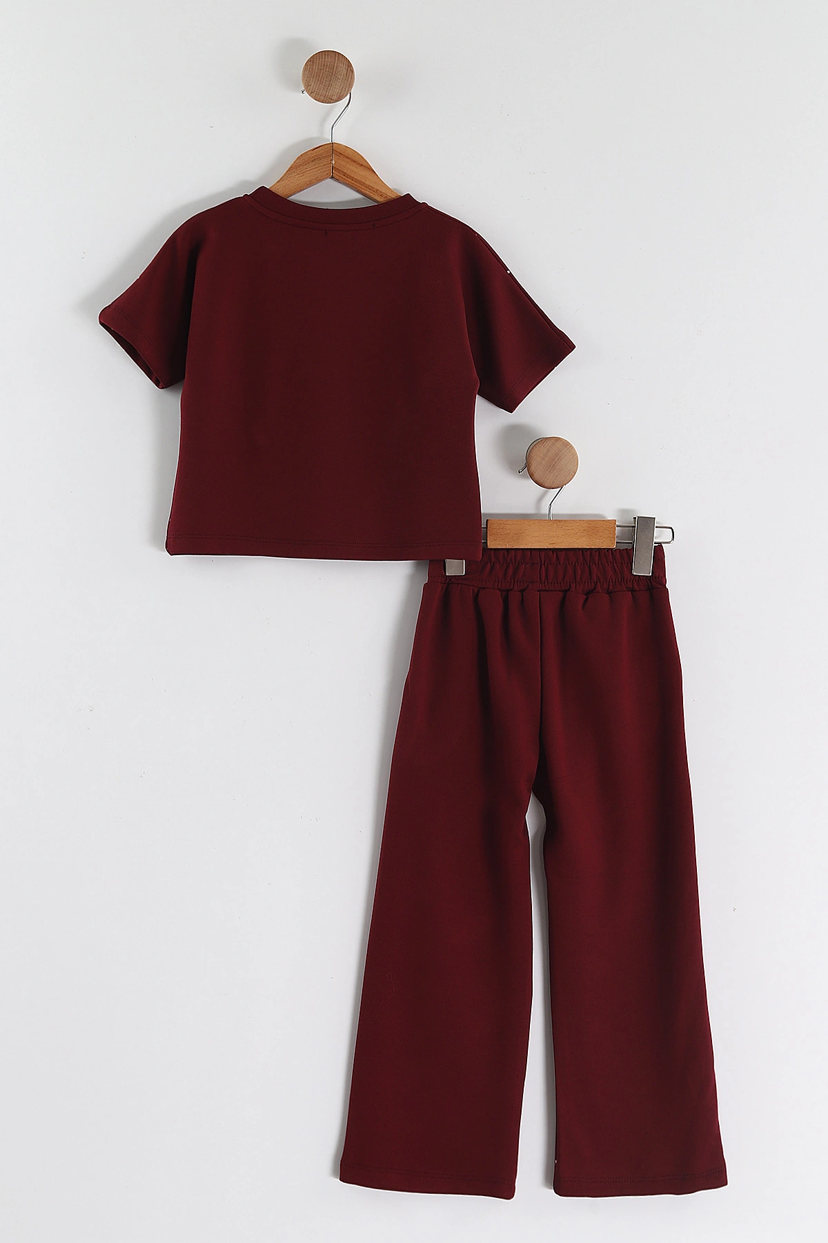 Bordo (4-13 Yaş) Puantiye Desen Fiyonklu Pantolonlu Oysho Kız Çocuk Takım 459660