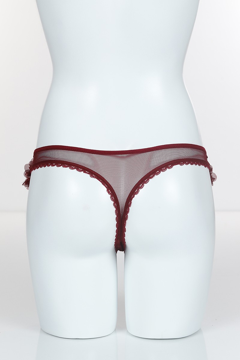 Bordo 4064 Komple Tül Paçalar Çiçekli Tanga 101763