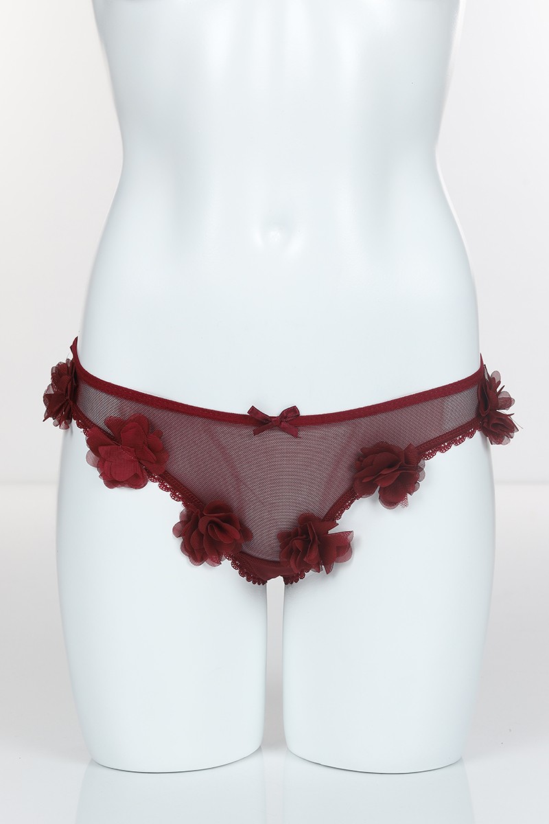 Bordo 4064 Komple Tül Paçalar Çiçekli Tanga 101763