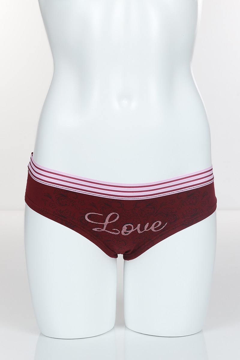 Bordo 4317 Hip Boxer Pamuk Love Baskılı Külot 102252