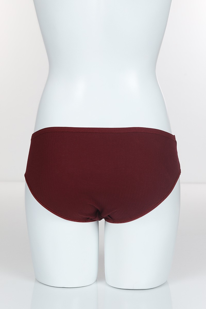 Bordo 4347 Bikini Ön Bel Şerit Bant Alt ve Arka Ribana Pamuk Külot 102292