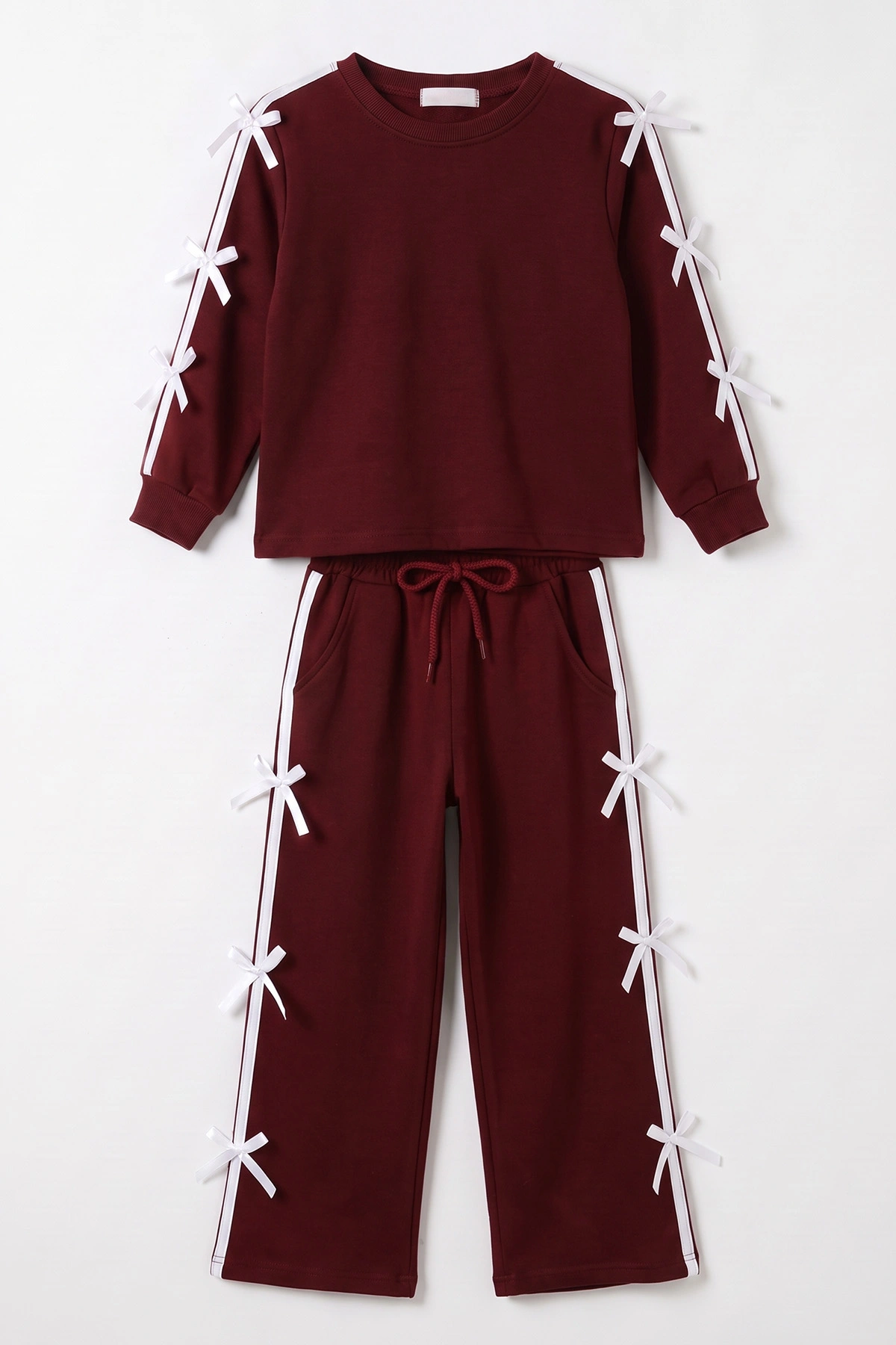 Bordo (5-10 Yaş) Kurdela Şeritli Oysho Kız Çocuk Mevsimlik Takım 481813