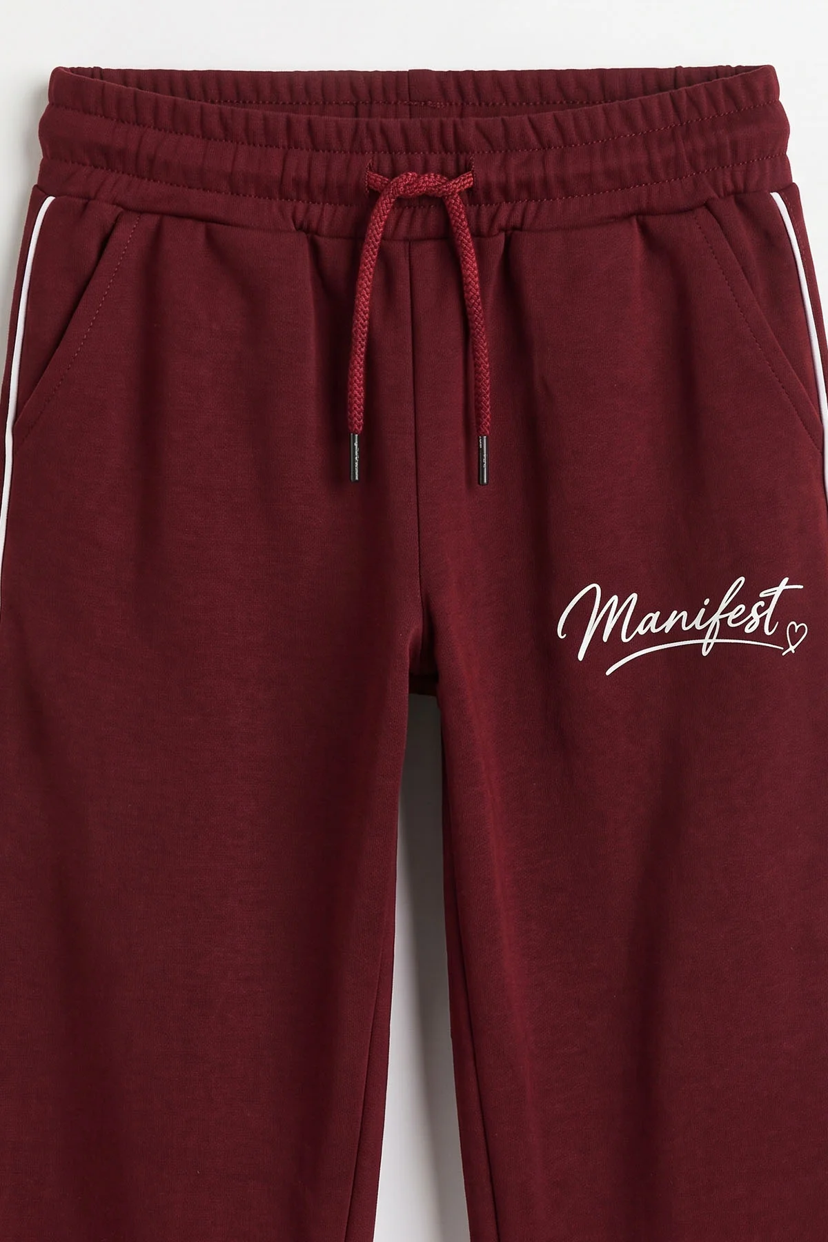Bordo (5-10 Yaş) Manifest Baskılı Biyeli Oysho Kız Çocuk Takım 482253