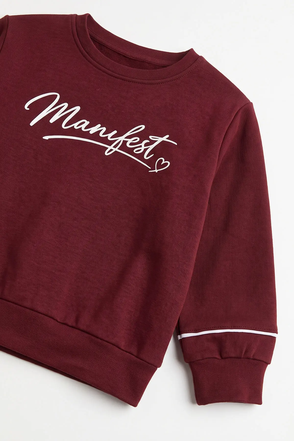 Bordo (5-10 Yaş) Manifest Baskılı Biyeli Oysho Kız Çocuk Takım 482253