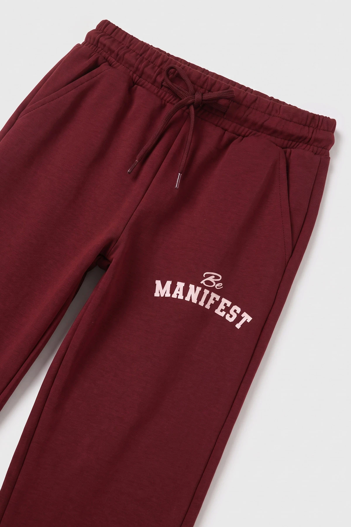 Bordo (5-10 Yaş) Manifest Baskılı Oysho Kumaş Kız Çocuk Mevsimlik Takım 494963