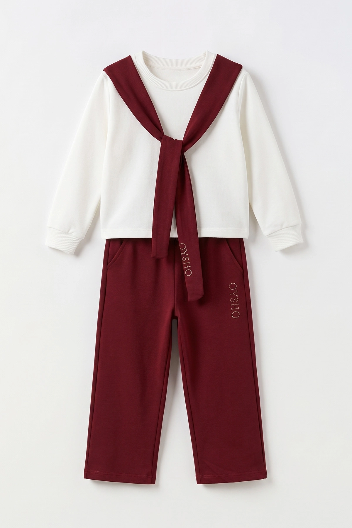 Bordo (6-15 Yaş) Taş Baskılı Fularlı Oysho Kız Çocuk Takım 497487