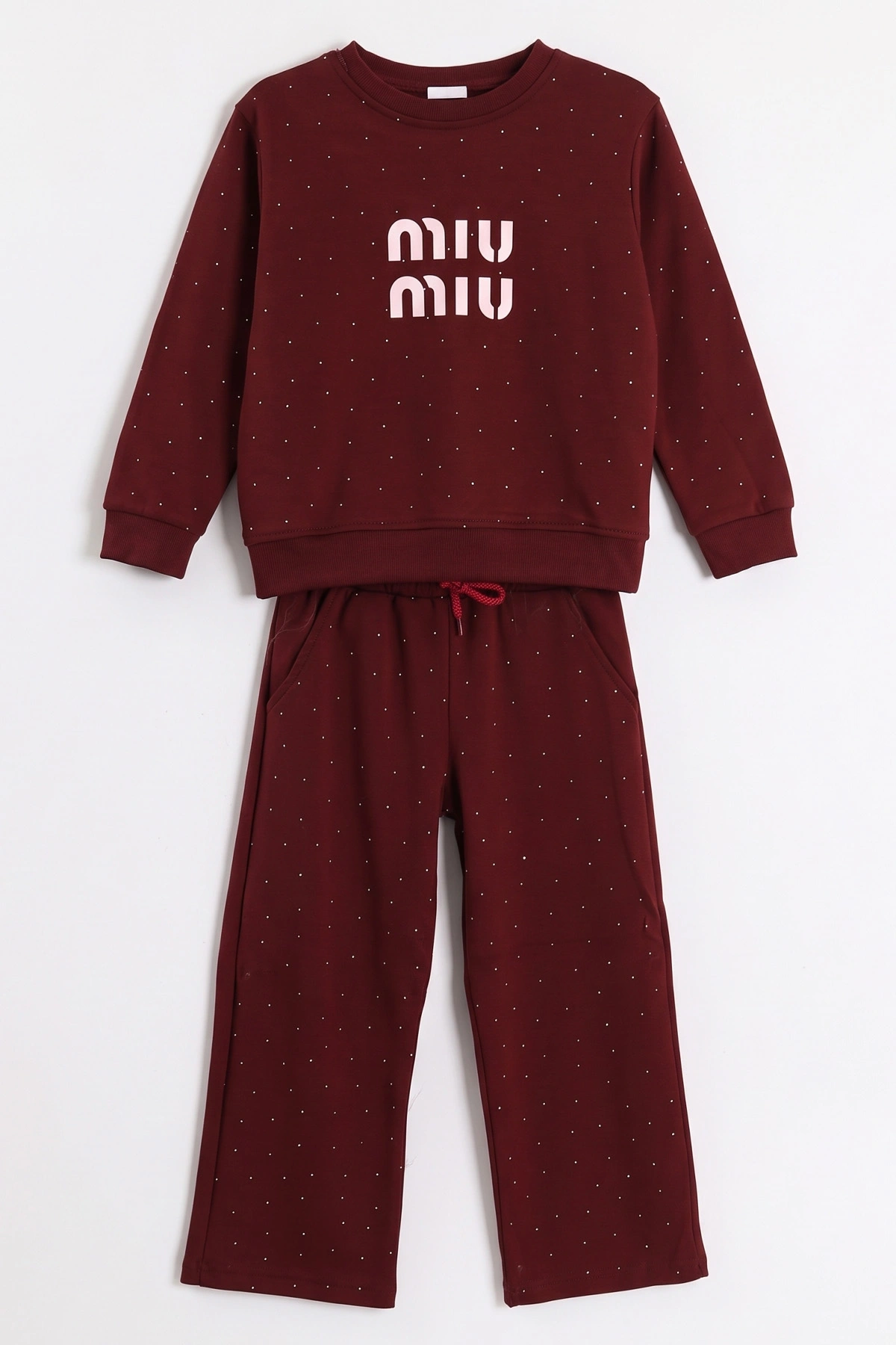 Bordo (5-10 Yaş) Taş Baskılı Oysho Kız Çocuk Mevsimlik Takım 481821