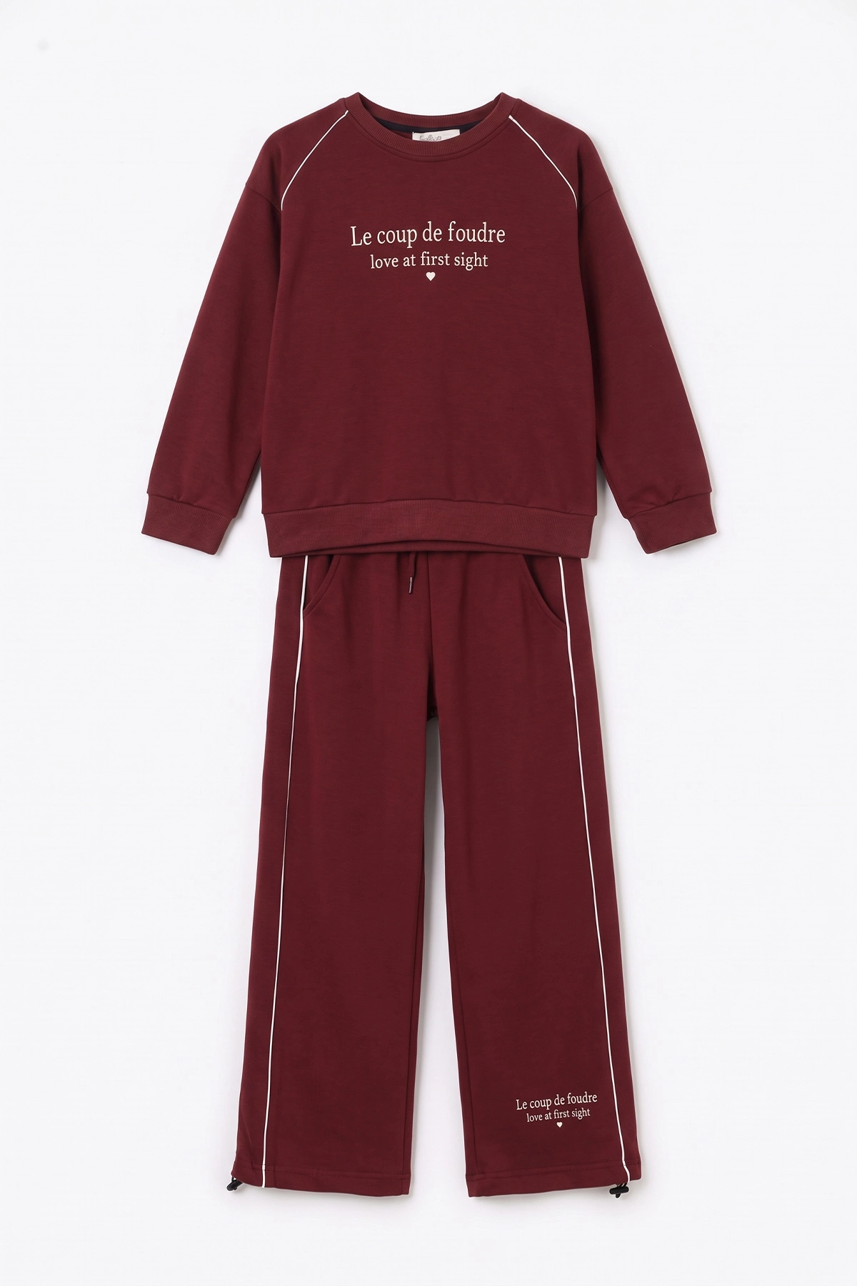 Bordo (5-10 Yaş)Baskılı Paçası Stoperli Oysho Kız Çocuk Takım 497528