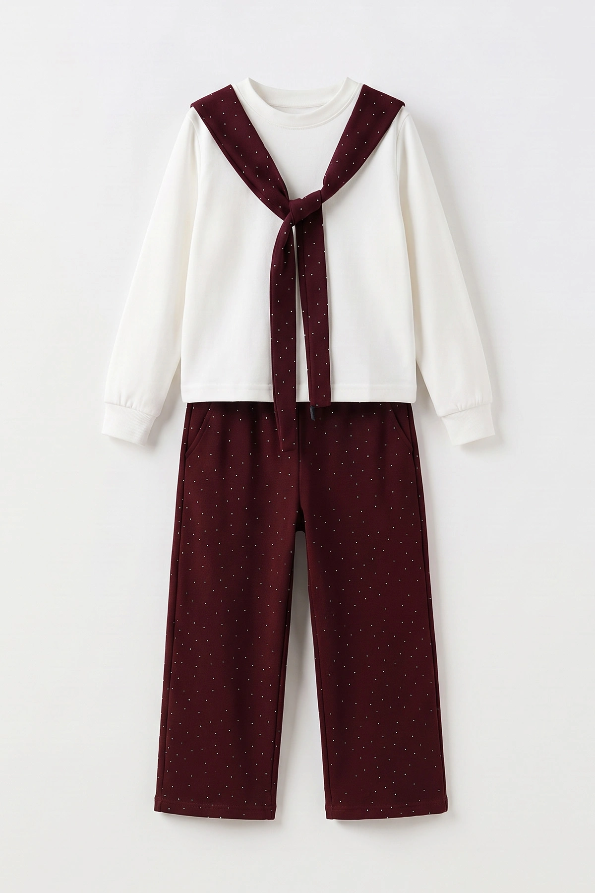 Bordo (6-15 Yaş)Tam Taş Fularlı Oysho Kız Çocuk Takım 497522