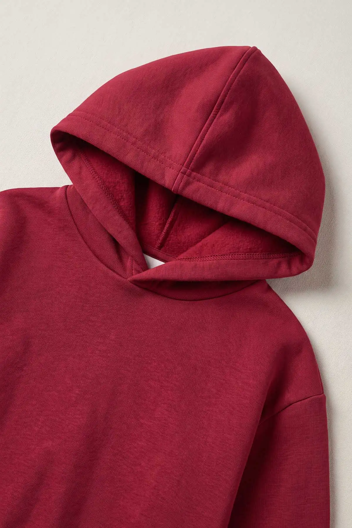 Bordo (5-12 Yaş) Kapüşonlu Baskısız Düz 3 İp Şardonlu Kız Çocuk Kışlık Takım 481367