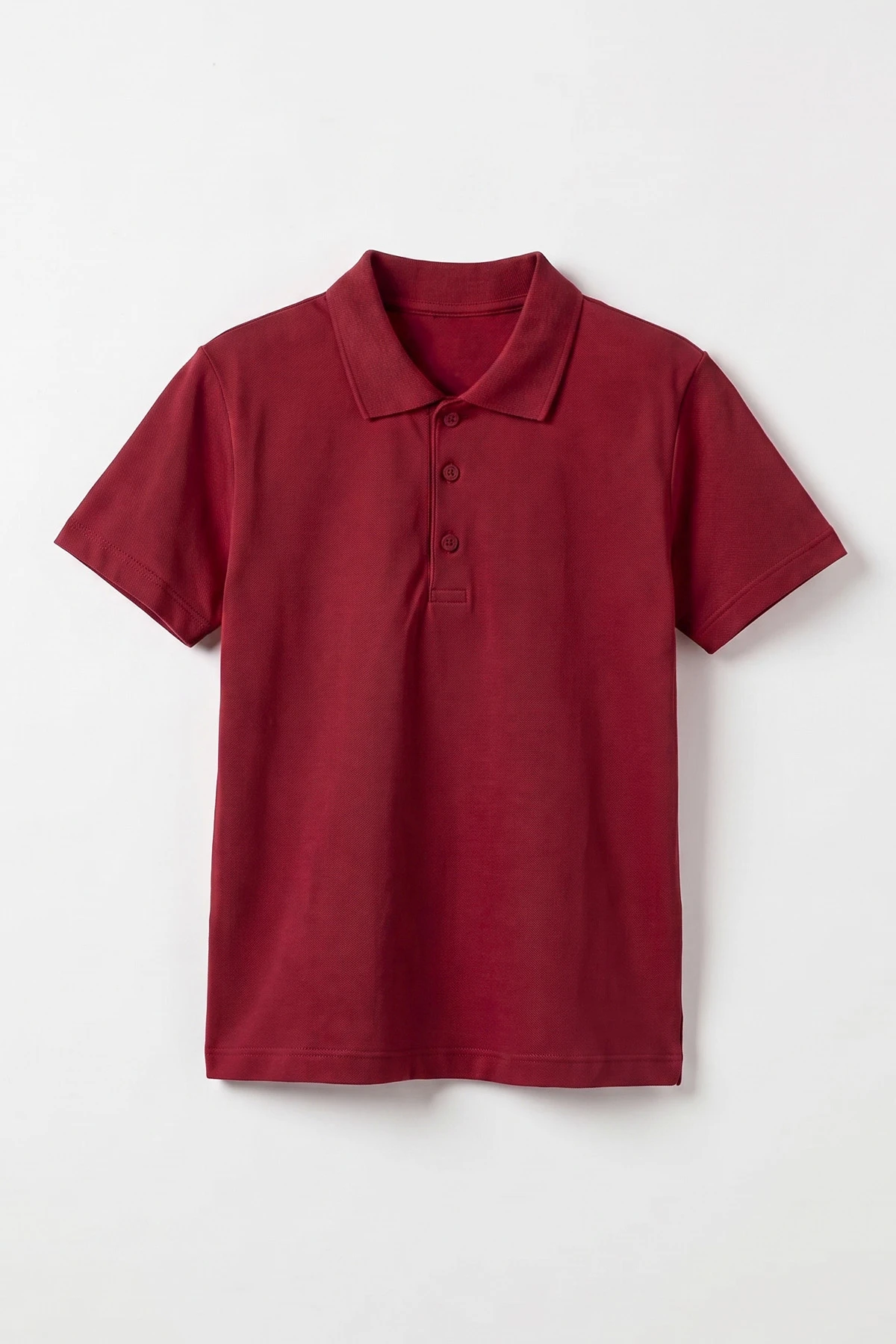 Bordo (5-13 Yaş) Kısa Kol Polo Yaka Unisex Çocuk Okul Tişörtü 487041