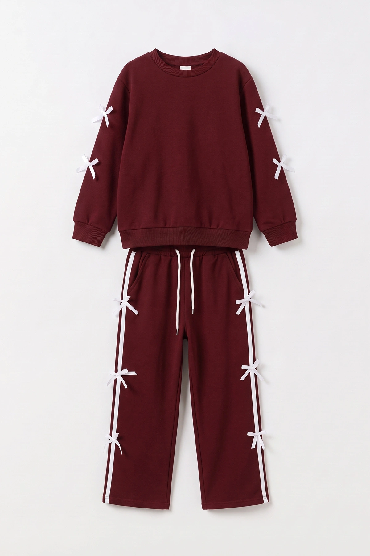 Bordo (5-15 Yaş) Fiyonklu Oysho Kız Çocuk Takım 497694