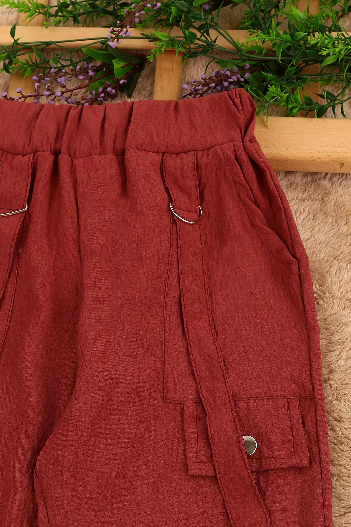 Bordo (5-9 Yaş) Jazz D Tokalı Yan Cepli Kız Çocuk Pantolon 161543
