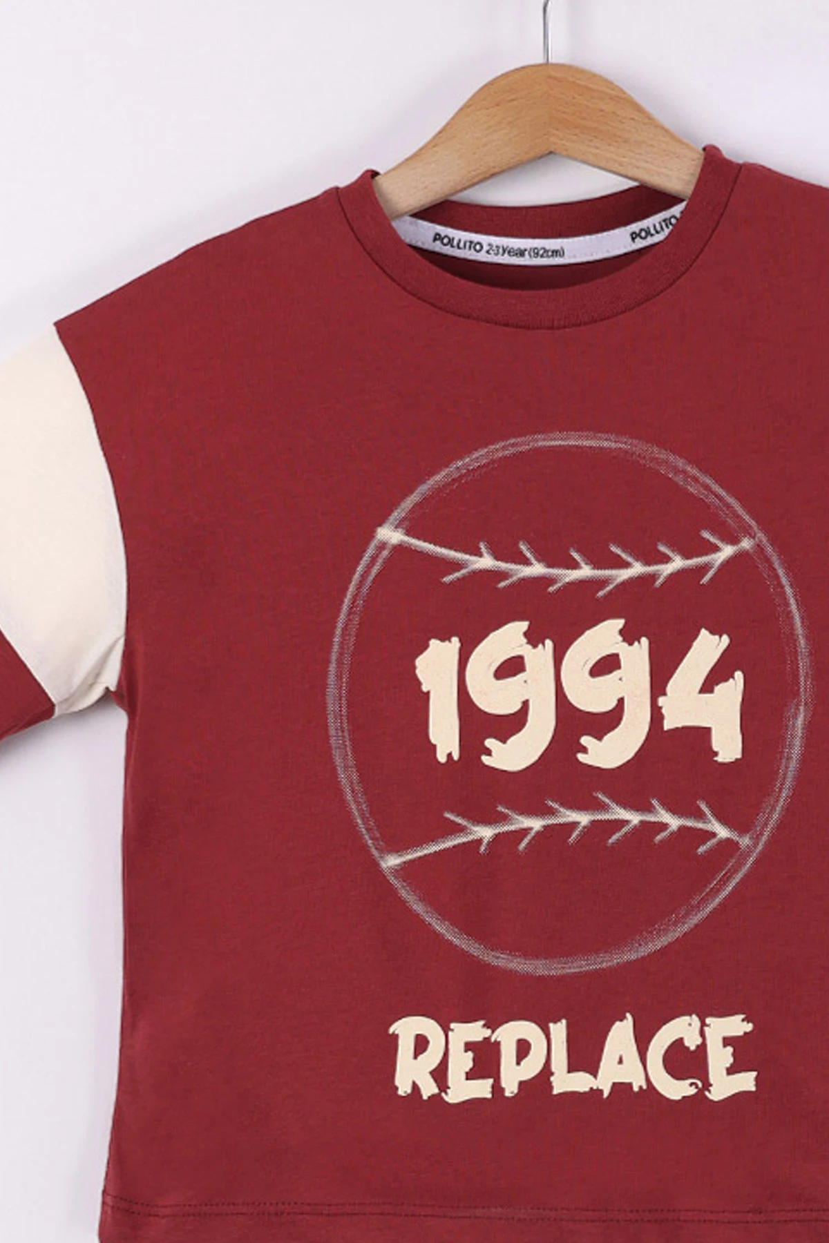 Bordo (6-10 Yaş)   1994 Baskılı Garni Detay  Şortlu Penye Erkek Çocuk Yazlık Takım 441819