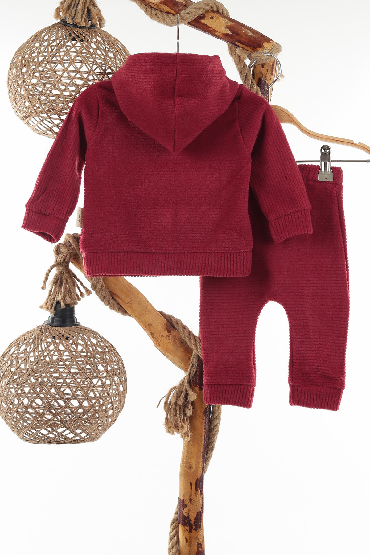 Bordo (6-18 ay) Peluş Cepli Kız Çocuk Takım 138474