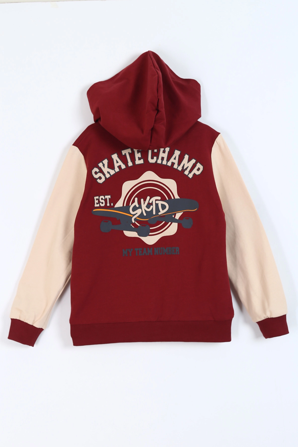 Bordo (6-9 Yaş) Skate Champ Ön Arka Baskılı Kapüşonlu Fermuarlı Erkek Çocuk Takım 337144