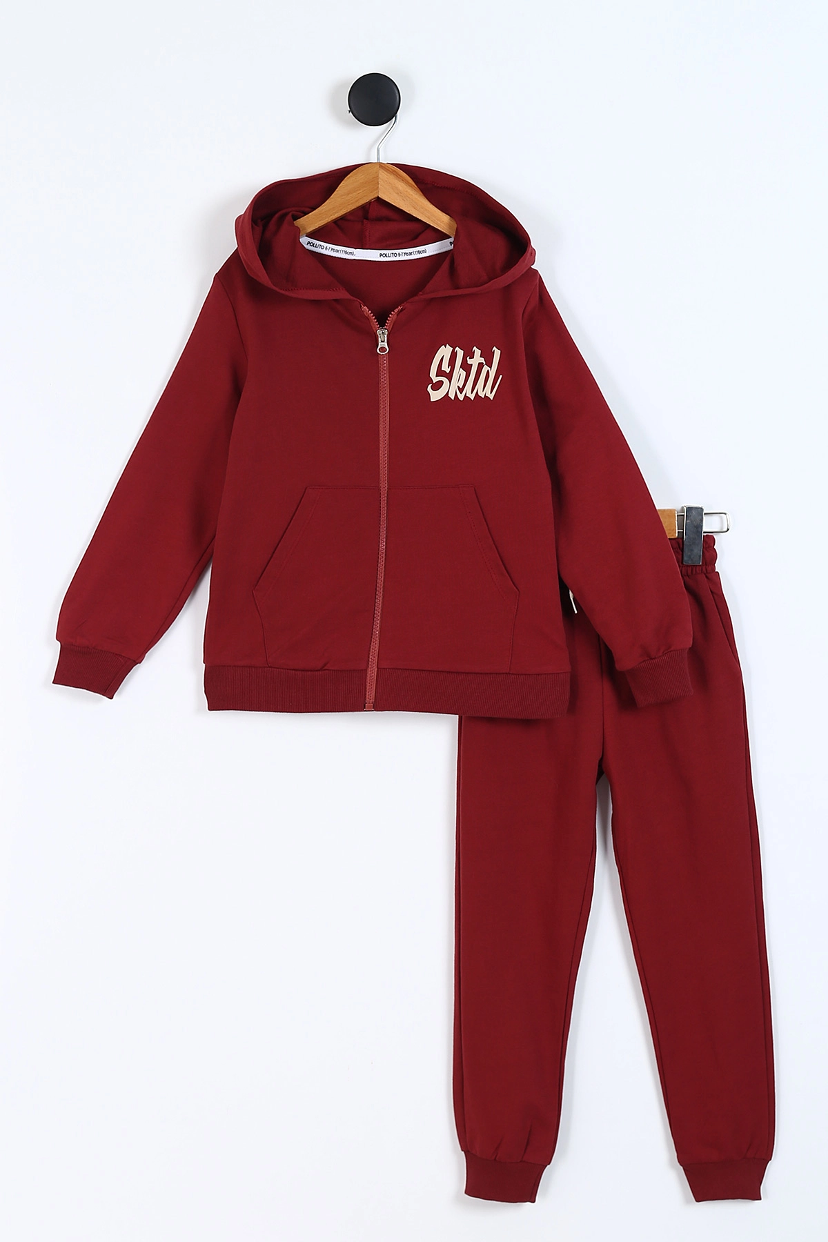 Bordo (6-9 Yaş) Sktd Baskılı Kapüşonlu Hırkalı Erkek Çocuk Takım 337138