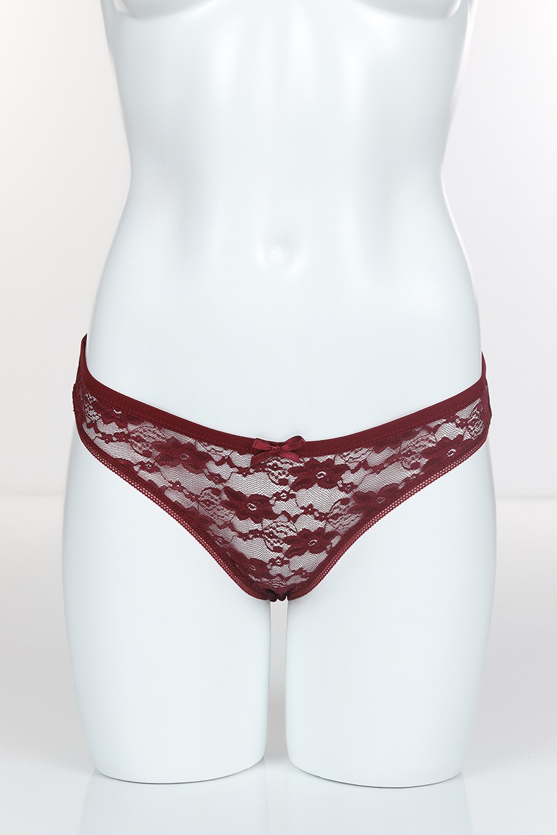 Bordo 6384 Bikini Ön Dantel Arka Pamuk Külot 102311