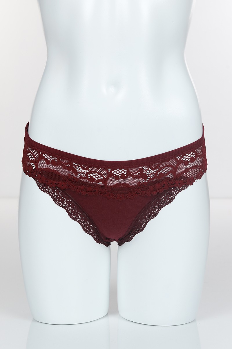 Bordo 6405 Bikini Ön Üst Bant Alt ve Arka Pamuk Külot 102382