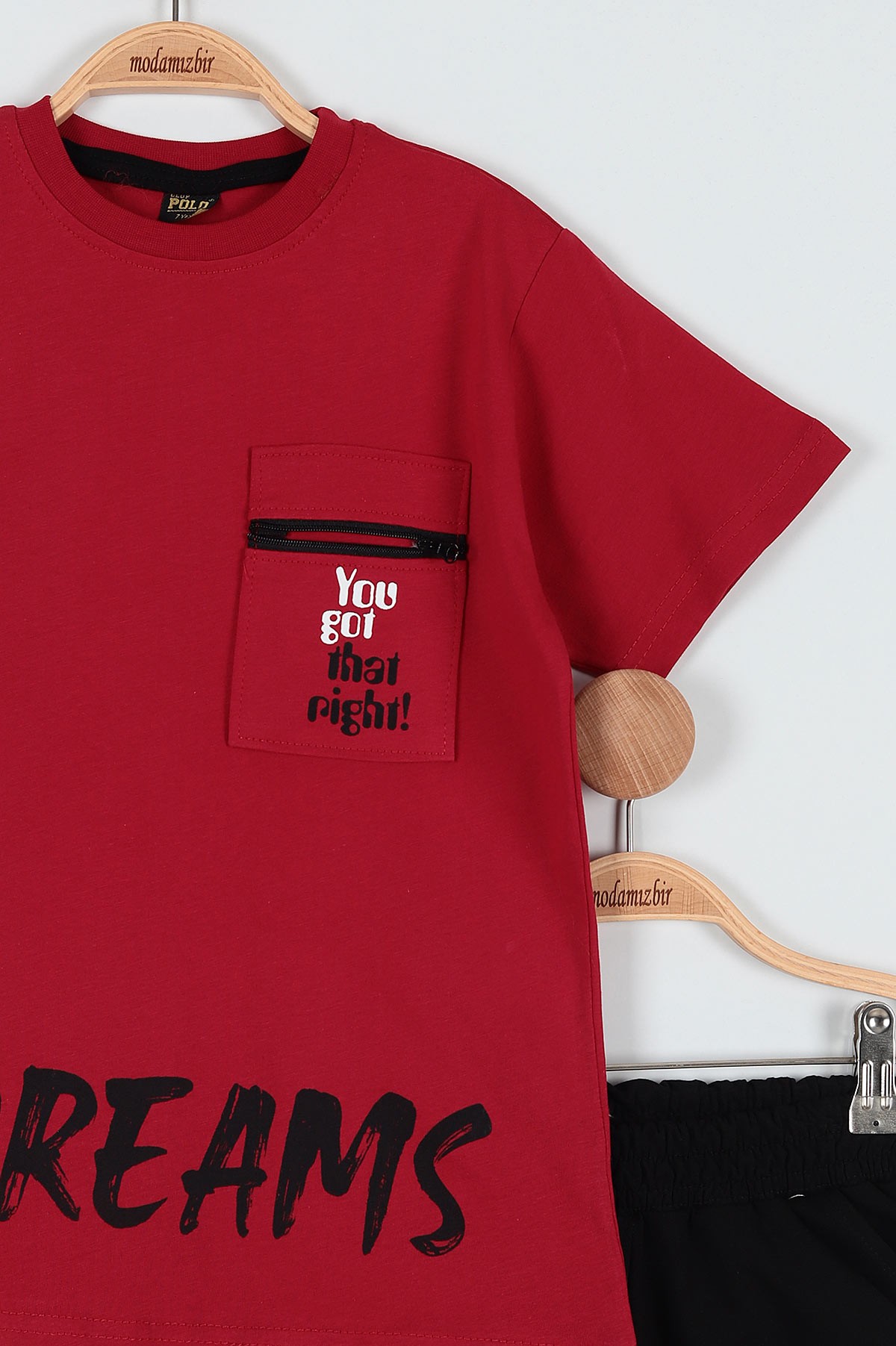 Bordo (7-10 Yaş) Dreams Baskılı Cepli Fermuar Detaylı Erkek ÇocukTakım 186344