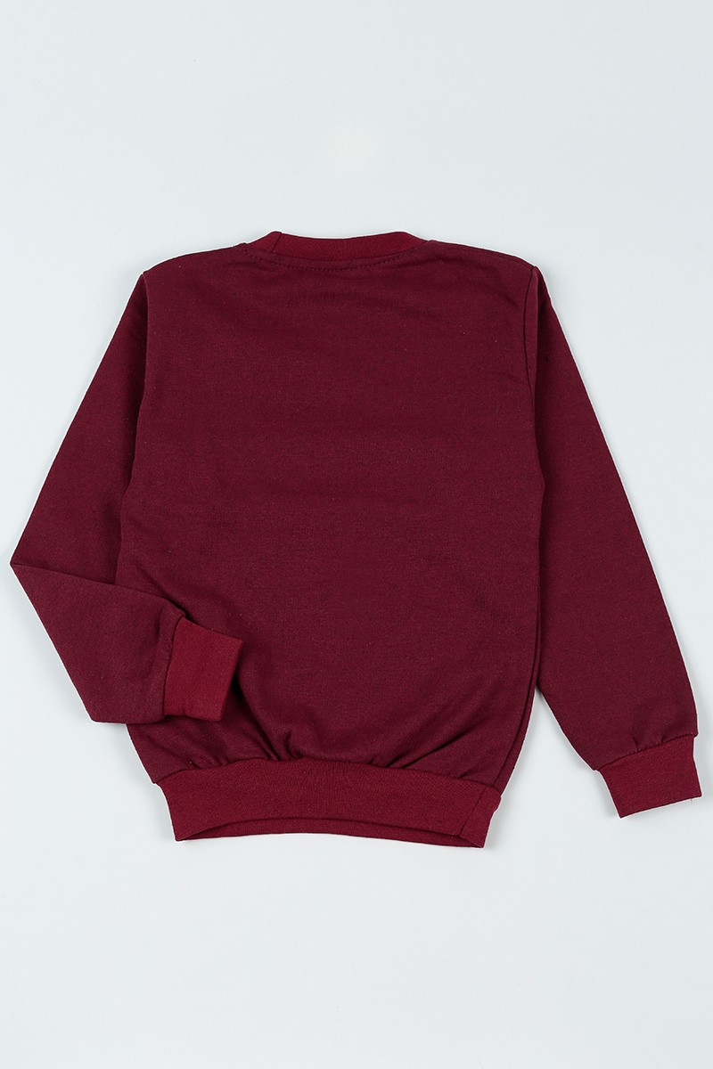 Bordo (7-12 Yaş) Born to Lead Baskılı Erkek Çocuk Sweatshirt 92598