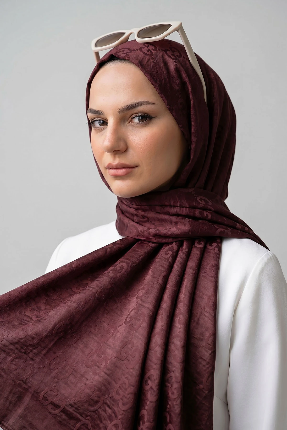Bordo 70x180 Cm Elegance Premium Pamuk Jakar Şal 475023