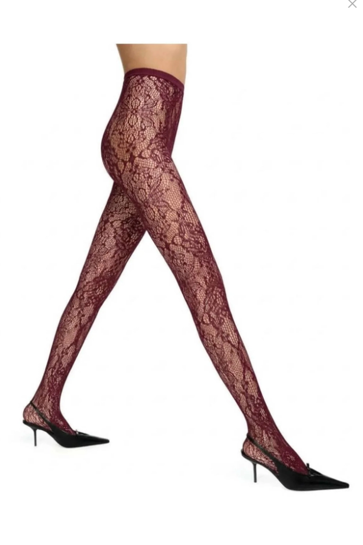 Bordo 71 Penti Classy Floral File Geometrik Desenli Kadın Külotlu Çorap 498313