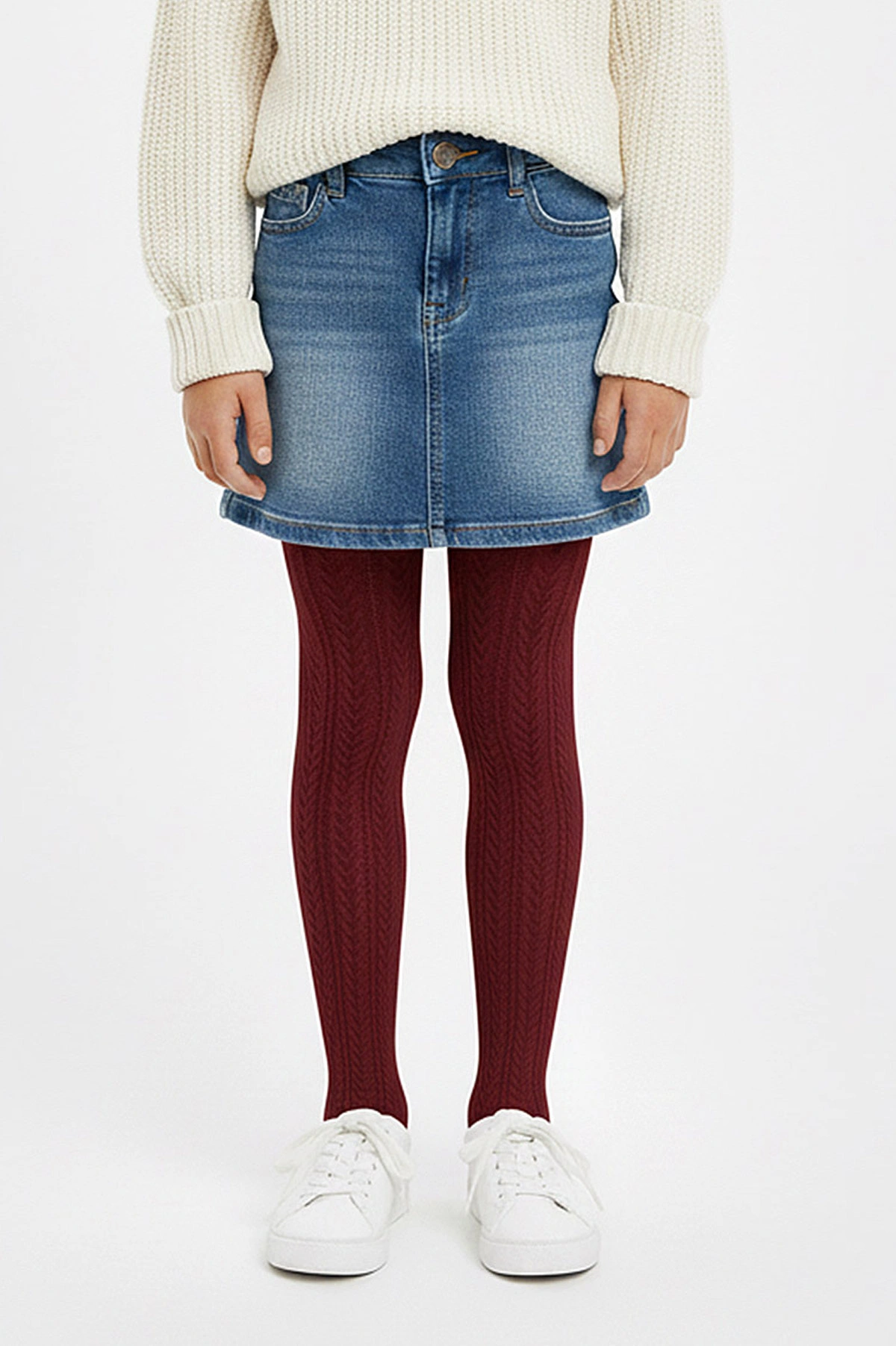 Bordo 71 Penti  Pretty  Knit 80  Den Triko Kız Çocuk Külotlu Çorap 421831