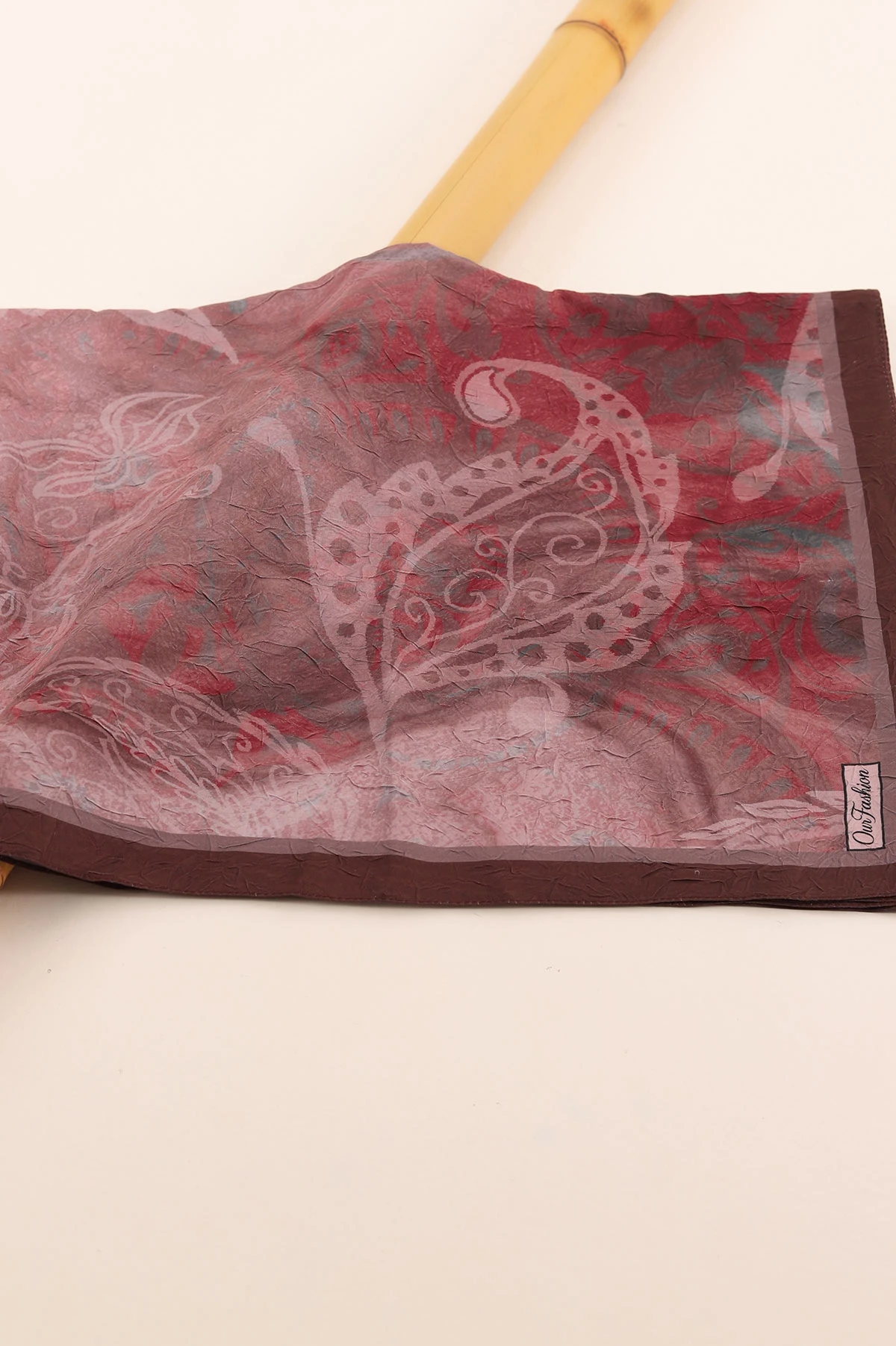 Bordo 75x180 Cm Our Fashion Dijital Baskılı Desenli Bambu Kraş Şal 408679