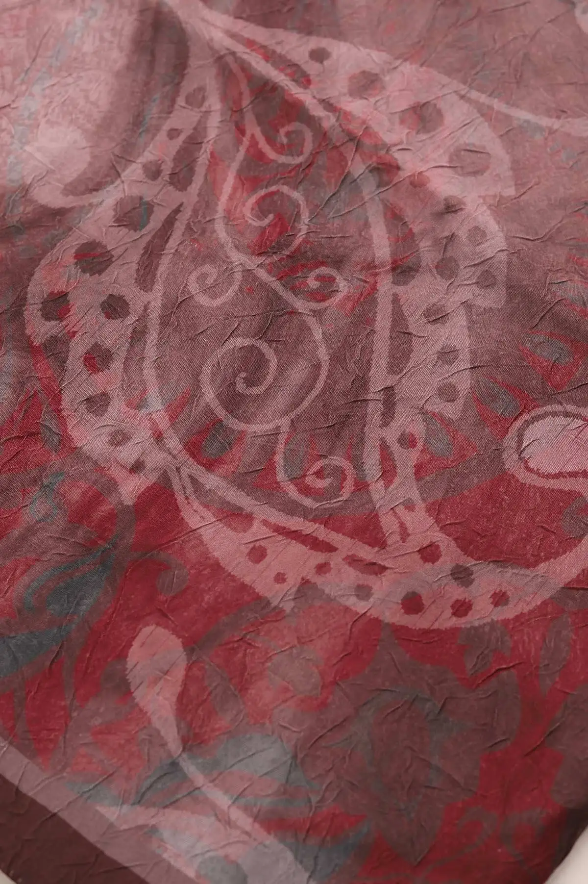 Bordo 75x180 Cm Our Fashion Dijital Baskılı Desenli Bambu Kraş Şal 408679